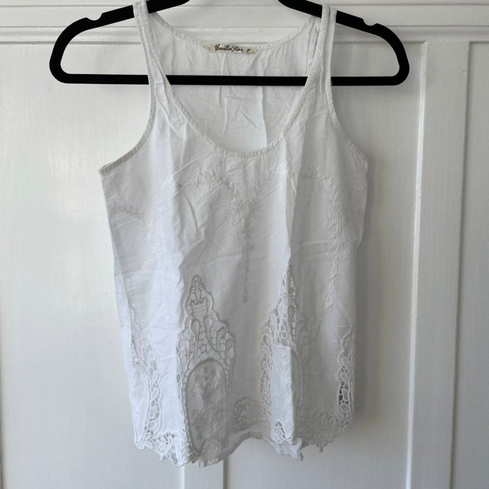 Tank Top white cotton embroidered